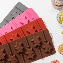 Форма для леденцов новогодний Доляна Звёзды, силикон, 24?11?1 см, 6 ячеек (5.2?4 см), с палочками, МИКС