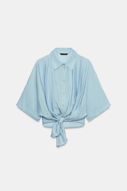 CAMISA RAYAS NUDO / Azul claro