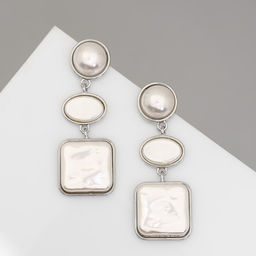 Серьги с жемчугом Гавань сознание, геометрия, цвет серебро