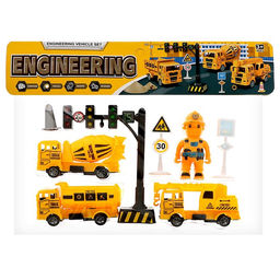 Набор машинок «Спецтехника», 3 шт., дорожные знаки, МИКС