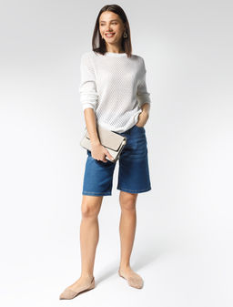 VILATTE / Джинсовые эластичные шорты  фото 5