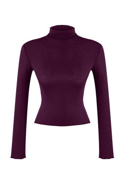 Mor Transparan Dik Yaka Esnek Normal Boy Orme Bluz TWOAW26BZ00266