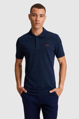 Erkek Regular Fit Polo Yaka Lacivert Basic Ti__rt
