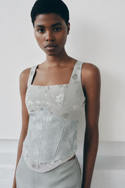 TOP CORS? COMBINADO JACQUARD / Azul pastel
