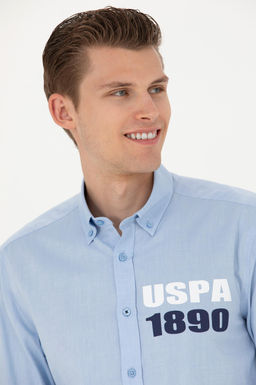 Мужская синяя рубашка с длинным рукавом - U.s. polo assn фото 9