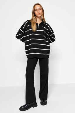 Siyah Genis Kal?p Fermuarl? Triko Alt-Ust Tak?m TWOAW24AU00025