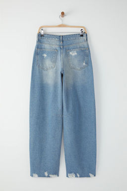 Koyu Mavi Y?rt?k Detayl? Normal Bel Loose Baggy Jeans TWOSS25JE00218 - Trendyolmilla фото 6