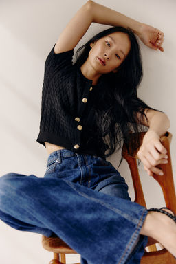 Cardigan en punto trenzado