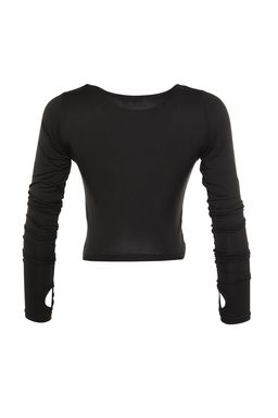 Siyah Crop Pencere/Cut Out ve Bas Parmak Delik Detayl? Orme Spor Ust/Bluz TWOAW21BZ0156