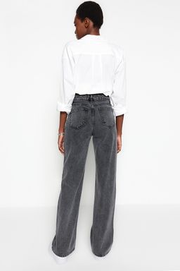 Antrasit Yuksek Bel Wide Leg Genis Paca %100 Pamuk Non-Stretch Jeans TWOSS23JE00068