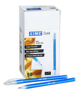 Цена за 10 шт.Ручка шариковая одноразовая LINC Gold 0,7 мм синяя, цвет корпуса ассорти