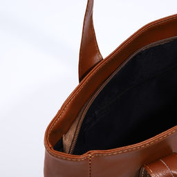 Сумка-шопер на молнии цвет коричневый - Simaland фото 5