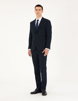 Lacivert Slim Fit Tak_m Elbise