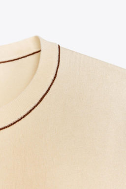SHORT SLEEVE KNIT TOP WITH PIPING - Zara фото 31