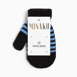 Цена за 2 шт. Варежки детские однослойные MINAKU, цвет черный, синий, размер 13-14 см