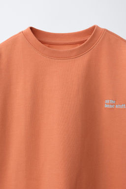 CAMISETA HEAVY WEIGHT TEXTO / Naranja - Zara фото 3