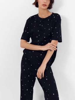 Пижама женская черная с принтом звезды звездная россыпь на черном 592559 - Mark formelle фото 8