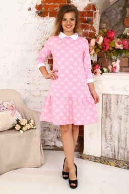 Д438 Платье Валерия футер (Сердечки на розовом)