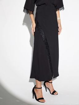 Юбка миди на запАх из креп-шифона с кружевом