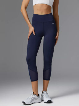 Моделирующие леггинсы 7/8 со вставками из сетки