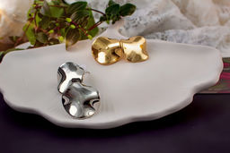 Серьги с эффектом мятого металла Круг  + Подарок