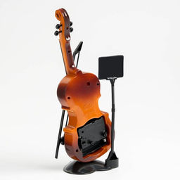 Часы - будильник настольные «Скрипка с пюпитром», дискретный ход, циферблат d=6.5 см, 17×10 см, от батарейки 1×АА