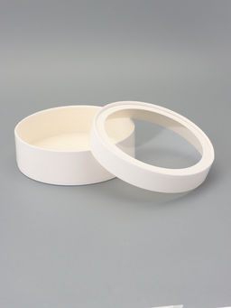 Коробка подарочная круглая с окном, завальцованная, белая, 18×6 см