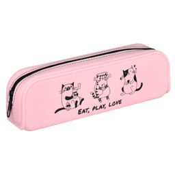 Пенал школьный Феникс+, арт.66019/ 25 КОТЫ (без наполнения, 20х6х4.5 см, силикон, молния, шелкографи