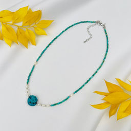 Колье из Бирюзы и Жемчуга 40 см +