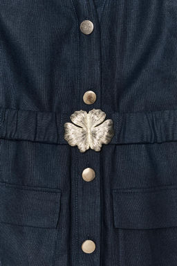 MIDI DRESS WITH LINEN BLEND BELT