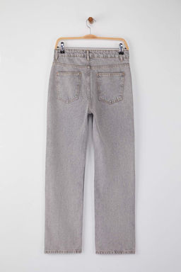 Ac?k Mavi Yuksek Bel Boru Paca Straight Duz Kesim Jeans TWOAW26JE00060 - Trendyolmilla фото 16