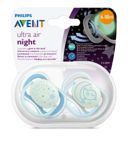 philips avent / Соска Пустышки Ultra Air ночные с рисунком 6-18 мес 2 шт. фото 2