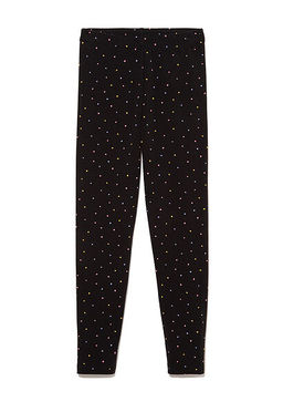 Renkli Puantiyeli Siyah Tayt - Mavi фото 2