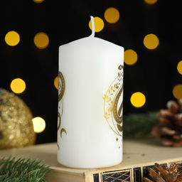 Свеча-цилиндр «Золотая змея», 5×10 см, белая