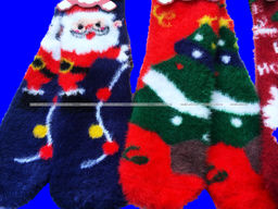 Цена за 10 пар. AMIGOBS носки женские НОРКА "НОВОГОДНИЕ ПУШИСТИКИ"