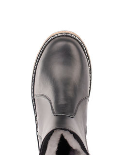 Ботинки женские на войлочной подошве, кожа, овчина, молния.