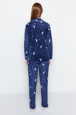 Trendyolmilla Lacivert Ay Desenli Polar K?sl?k Orme Pijama Tak?m? THMAW22PT0362  фото 8