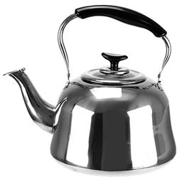 "Новосел" Чайник из нержавеющей стали 3,8л, д21см h17,5см, со встроенным в крышку свистком, подвижная пластмассовая ручка (Китай) Мятая коробка.