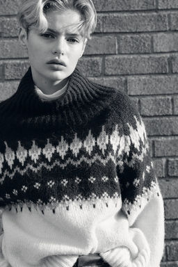 Jersey en punto jacquard con cuello perkins - H&m фото 3