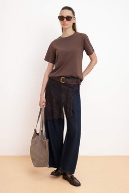 Koyu Kahverengi Regular/Normal Kal?p K?sa Kollu %100 Pamuk Orme T-Shirt TWOSS26TS00131 - Trendyolmilla фото 2