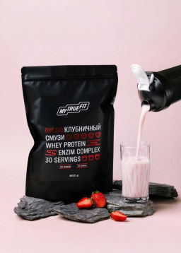 Коктейль протеиновый MyTrueFit клубничный смузи, 900 г - Сибирский кедр фото 2