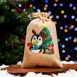 Цена за 5 шт. Мешок подарочный с термонаклейкой, 16 х 24 см