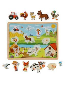 Двусторонний планшет «Ферма», маркер для рисования, липучки, пазлы