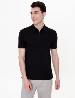 Siyah Slim Fit Polo Yaka Ti__rt