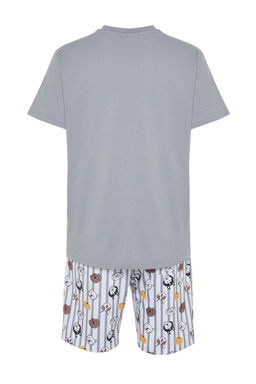 TRENDYOL MAN Gri Regular Fit Bask?l? Orme Sortlu Pijama Tak?m? TMNSS23PT00000 - Trendyolmilla фото 7