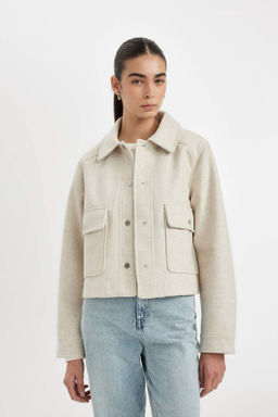 Куртка стандартного кроя с воротником-поло и строчкой - Defacto фото 3