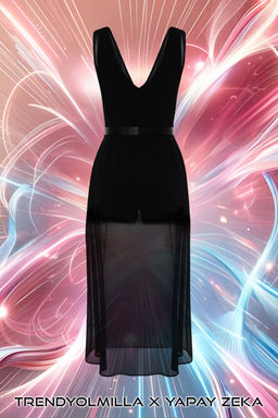 X Yapay Zeka Siyah Ici Tulum Detayl? Suni Deri Kemerli Dokuma Sifon Elbise TPRSS24EL00183 - Trendyolmilla фото 8