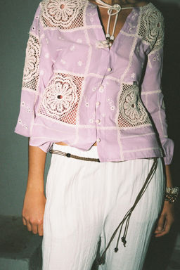 CONTRAST CROCHET SHIRT - Zara фото 11