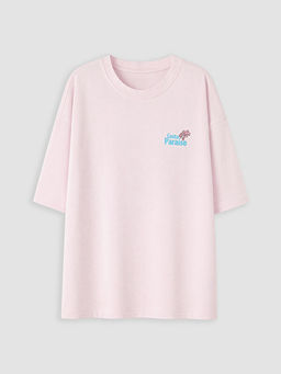 Loose Fit Bask?l? K?z ?ocuk Ti??rt