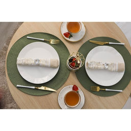 Цена за 12 шт. Салфетка сервировочная на стол Доляна Лофт, d=38 см, цвет зелёный  фото 8
